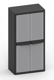 Armadio Portascope Modulare da Esterno 89,7x53,7x180 cm 2 Ante 4 Ripiani in Polipropilene Jumbo Cab Grigio e Nero