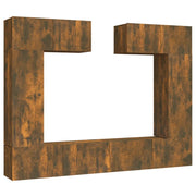 Set di Mobili Porta TV 6 pz | Armadietto TV | Mobile Porta TV Rovere Fumo in Legno Multistrato