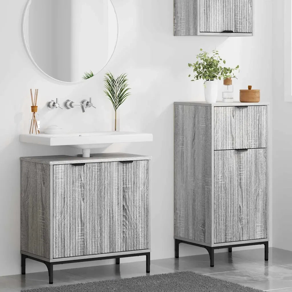 Set di mobili per il bagno con cassetto 2 pcs Grigio Sonoma 3393099