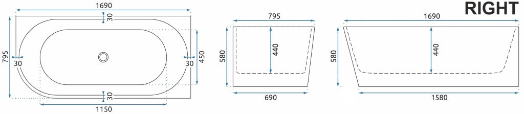 Vasca Bagno Sydney Bellanto Bellanto Destra 170cm Copritappo rame spazzolato