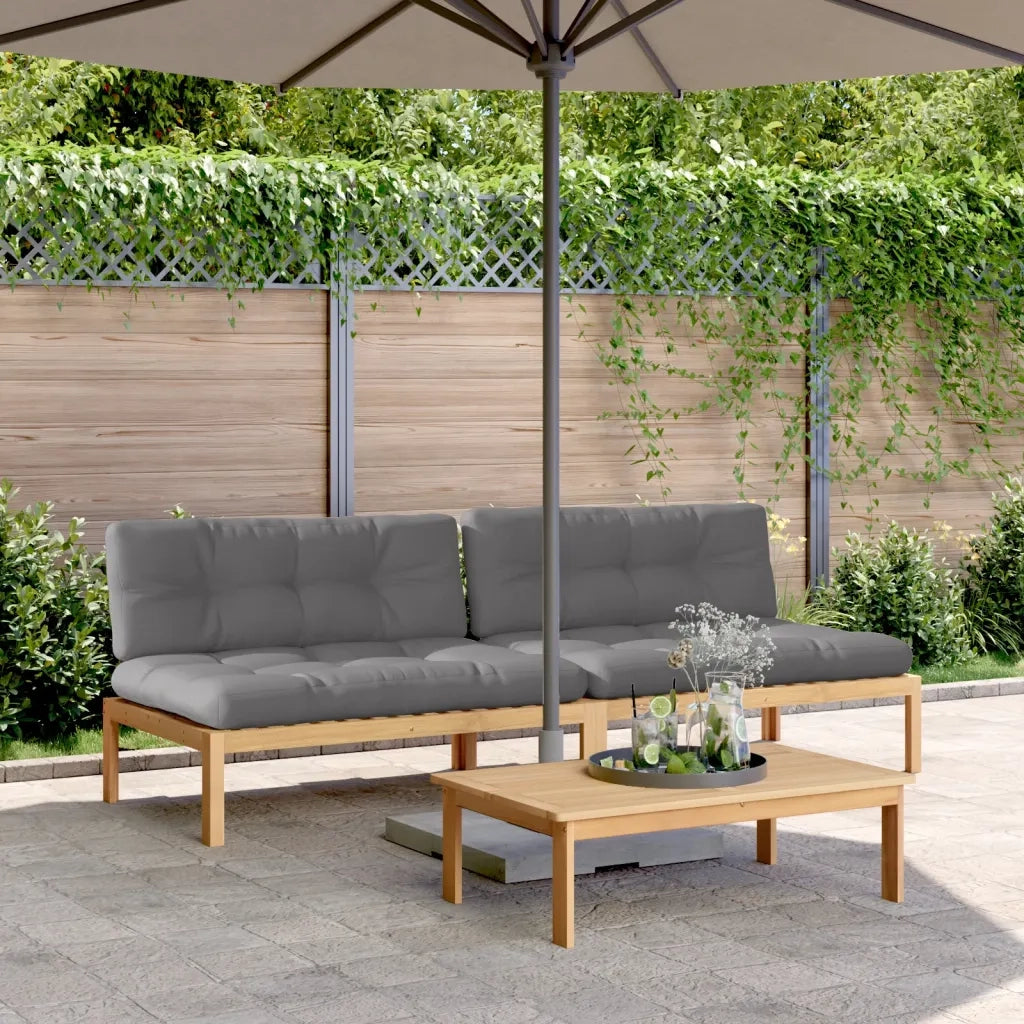 Divani Centrali Pallet Giardino 2pz con Cuscini Massello Acacia 3209356
