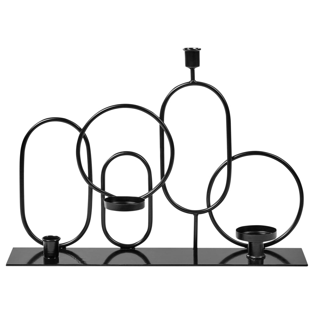 Portacandele in metallo nero per 4 candele Stile geometrico moderno