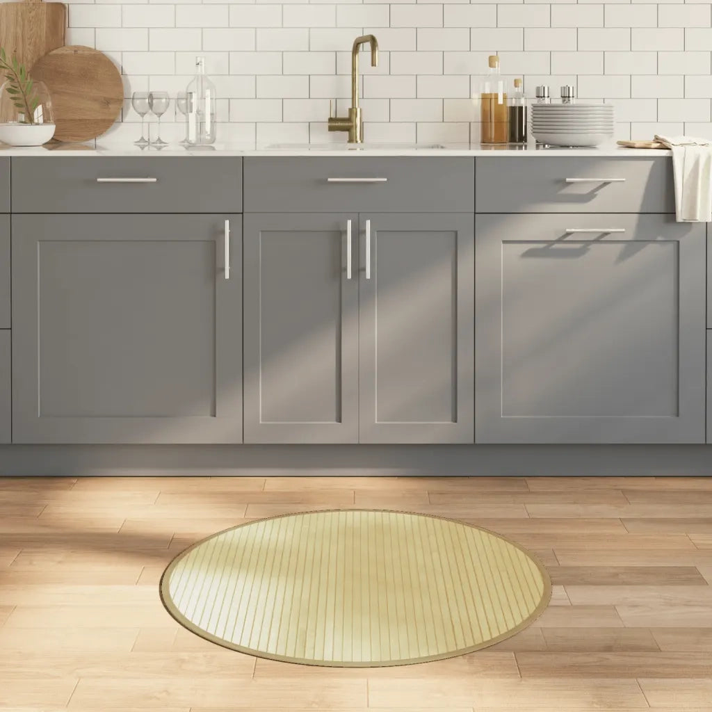 Tappeto Rotondo Naturale Chiaro 80 cm in BambÃ¹
