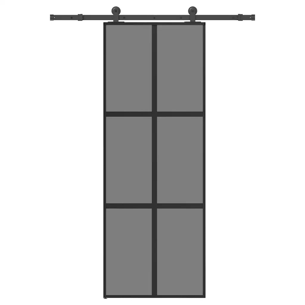 Porta Scorrevole Ferramenta 76x205 cm Vetro Temperato Alluminio 3332983
