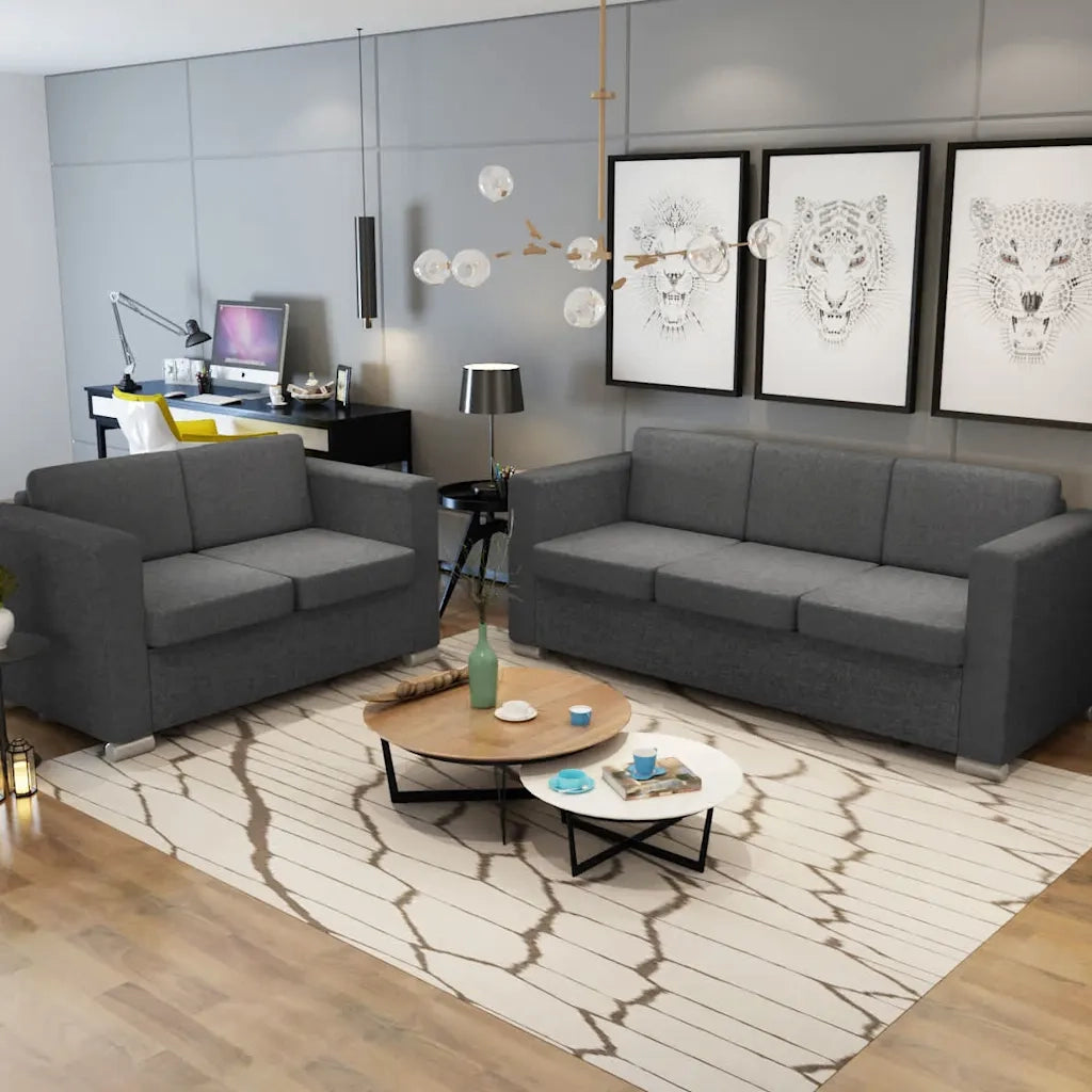 2 Pz Set di Divani in Stoffa Grigio Scuro  cod mxl 18890