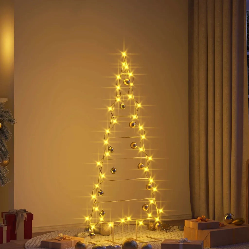 Albero di Natale | Decorazioni natalizie in metallo con supporto Oro 150 cm