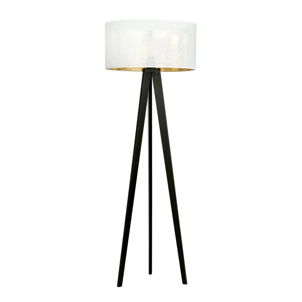 Piantana Moderno Drago Acciaio Nero Bianco 1 Luce E27 Ip20