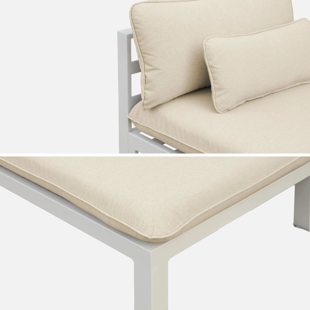 Salotto da giardino in alluminio, 5 posti, beige