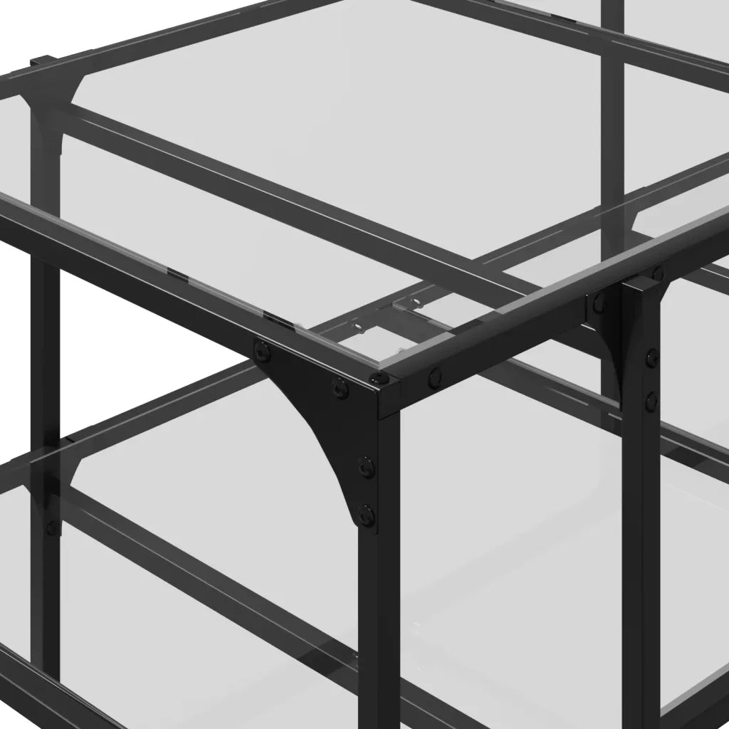 2 pz Tavolini da salotto | Tavolino da caff¨¨ | Tavolino da Soggiorno con Piano Vetro Trasparente 98,5x50x45 cm Acciaio