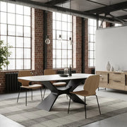 Tavolo da pranzo fisso in ceramica su vetro effetto marmo calacatta Halo 220x110 cm fino a 8 posti | Duzzle