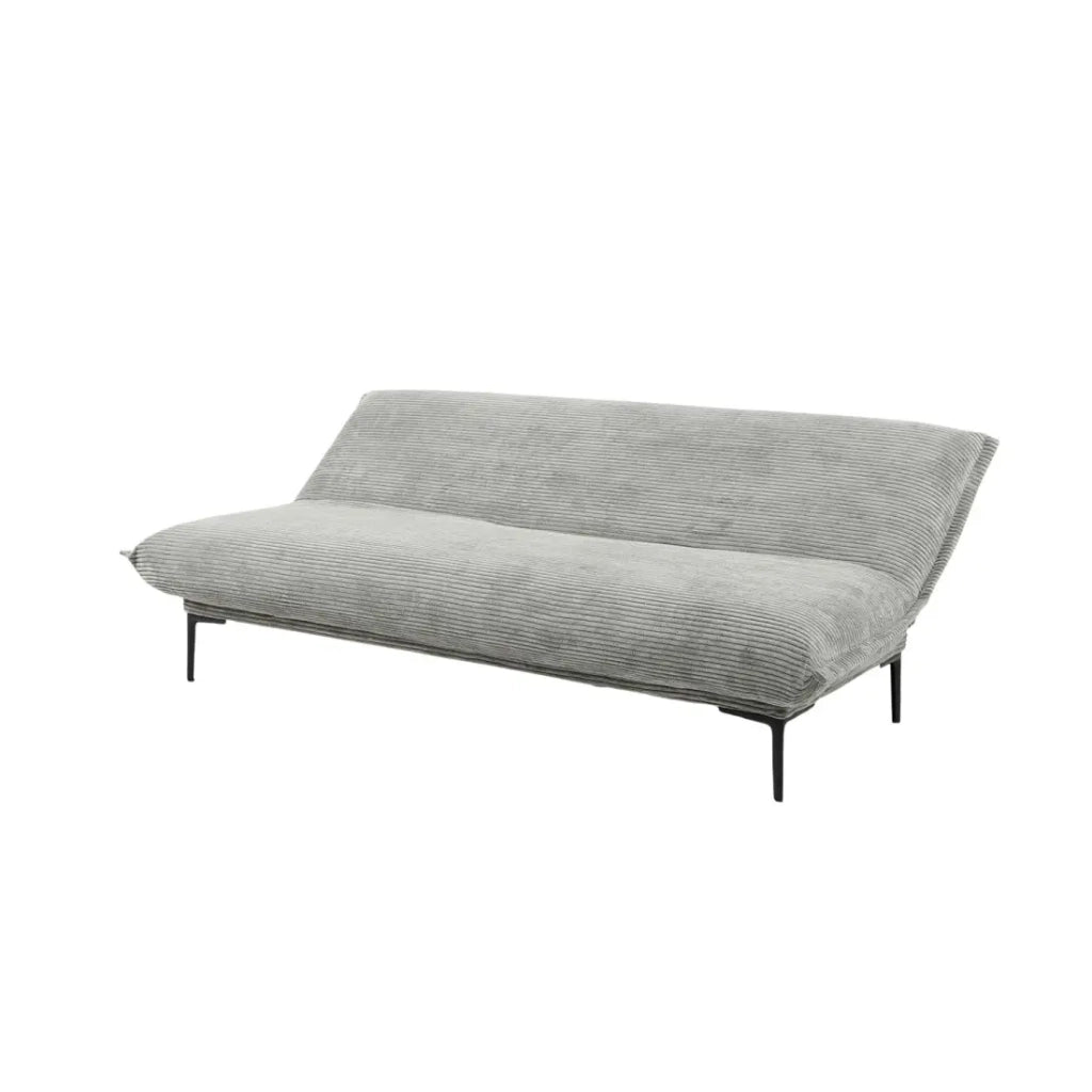 Divano letto VELARIS – Tessuto velluto grigio scuro – Struttura in legno – Materasso integrato – Elegante e compatto