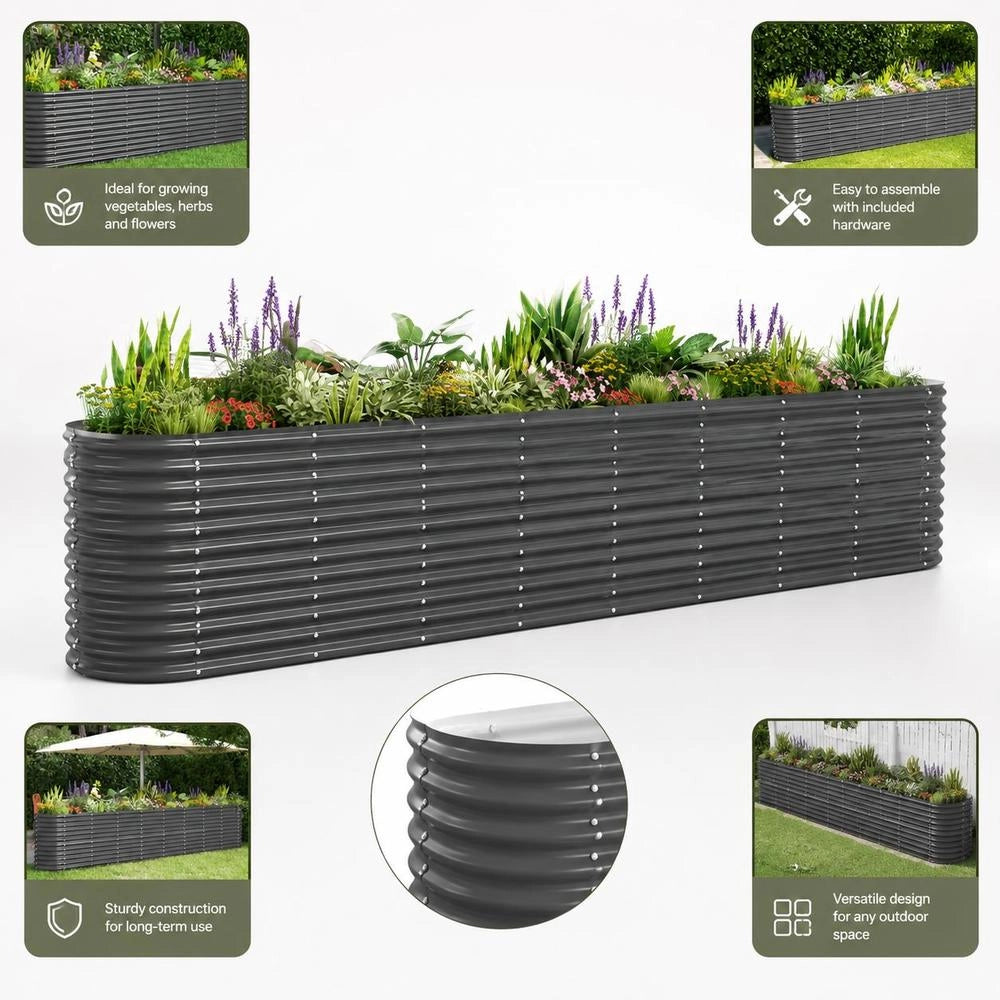 Raised Bed Galvanized Steel 332x40x68 Cm Anthracite
