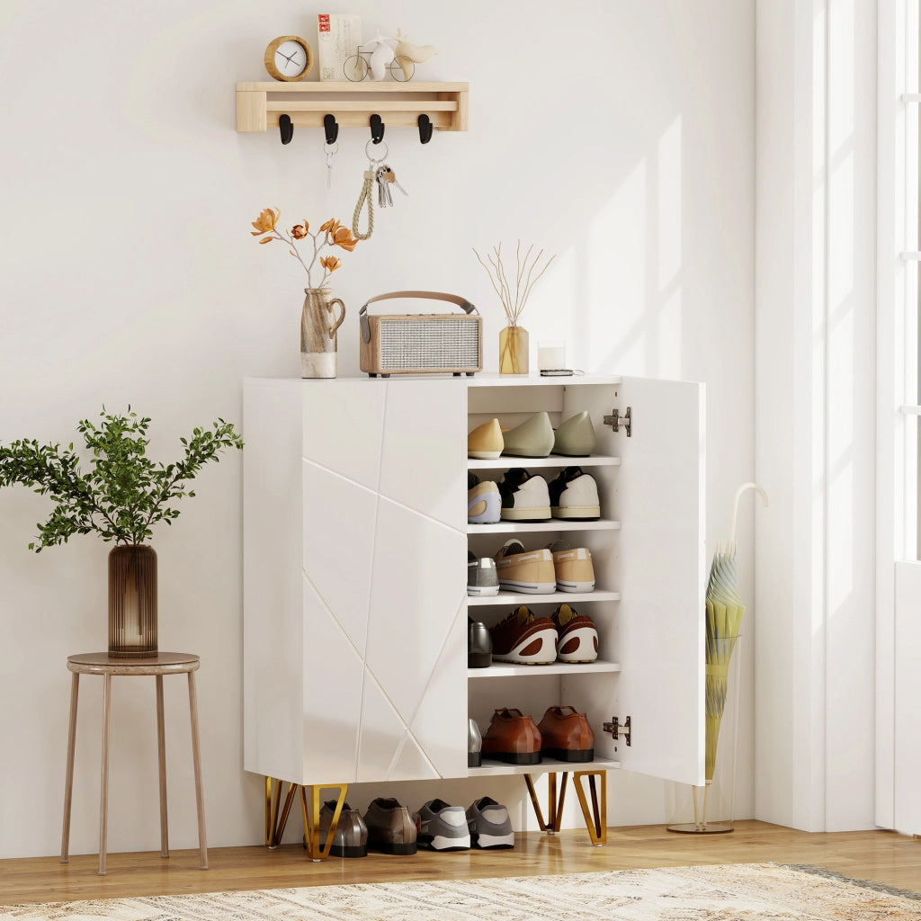 Armadio per scarpe con 2 ante ¨C zephmum ¨C Bianco 72x31.5x95 cm
