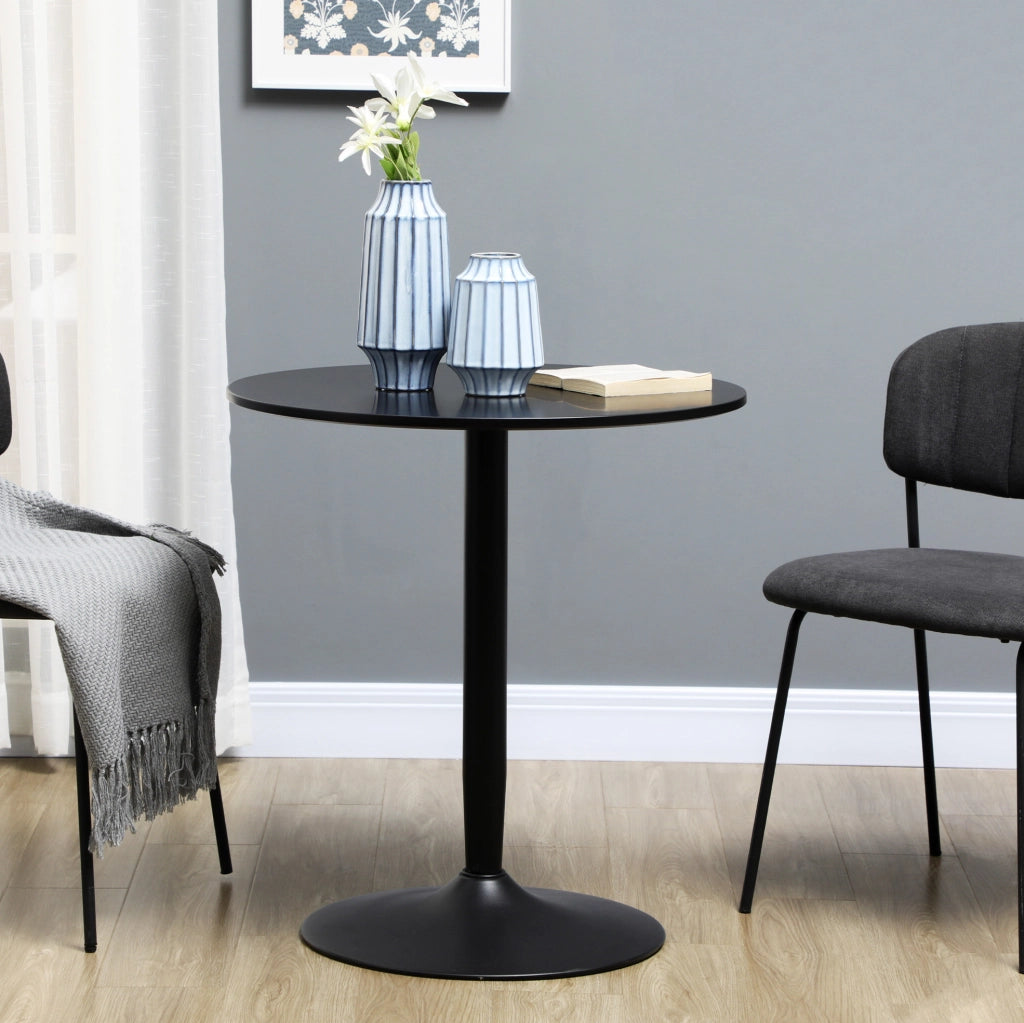 Tavolo da pranzo rotondo ?70 cm; nero; con base in acciaio