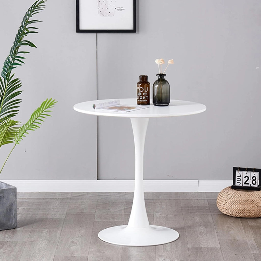 GrandCA HOME Tavolo da Pranzo Moderno Rotondo 70 cm con Piedistallo in Design Tulipano, Tavolo per il Tempo Libero Mid-Century per Cucina, Sala da Pranzo e Soggiorno, Bianco-70