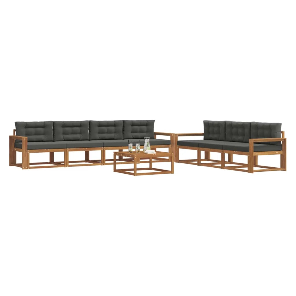Set di divani da esterno con cuscino 8 pcs Naturale e Antracite