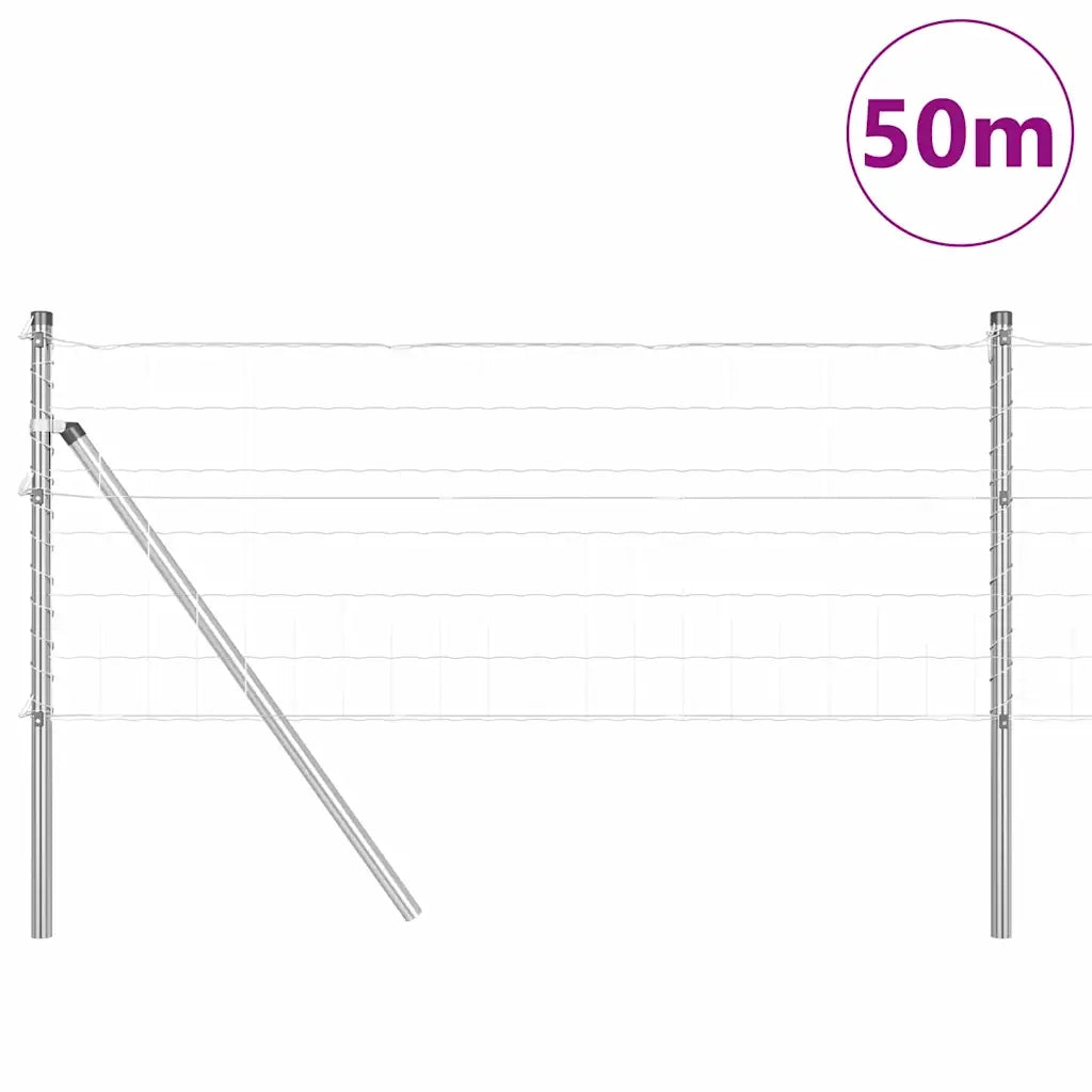 Recinzione con Posto Argento 0,6 x 50 m Acciaio e PVC
