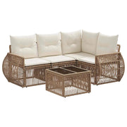 Set Divano da Giardino 5 pcs Beige e Bianco Crema polyrattan