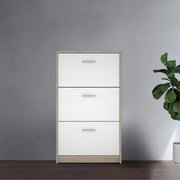Scarpiera 3 ante a ribalta bianco e struttura colore rovere Nepo 69,5x17.5x120H