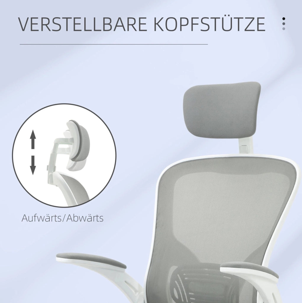 Sedia da ufficio ergonomica grigia con poggiatesta