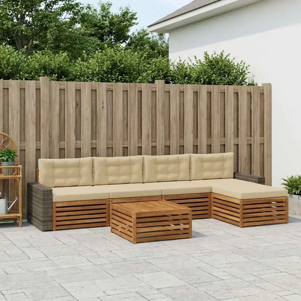 Set di divani da esterno 6 pcs Naturale e Beige 79 x 79 x 37 cm