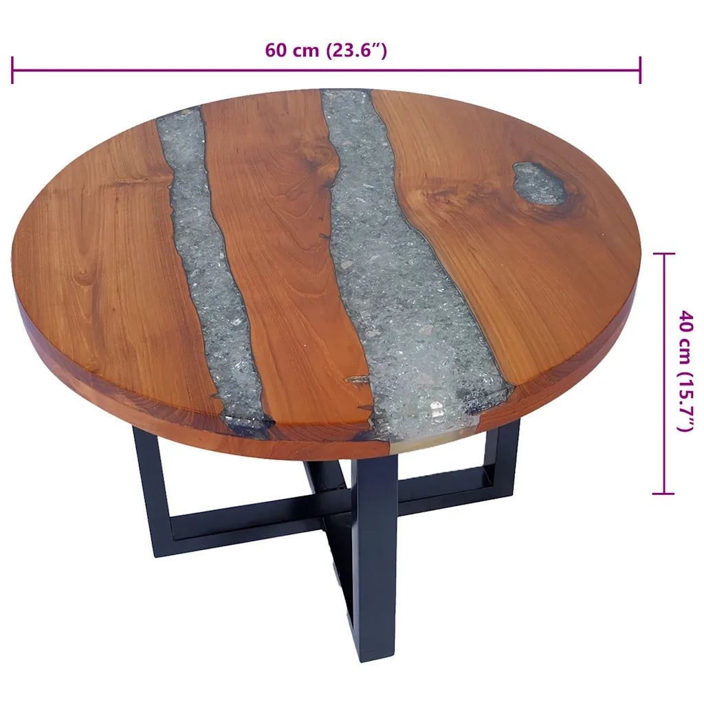 Tavolino da CaffÃ¨ in Legno di Teak Solido e Resina 60 cm