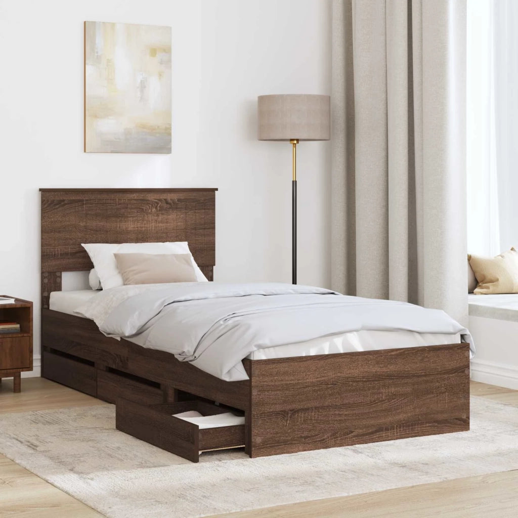 Struttura del letto con cassetto Rovere Marrone 90 x 200 cm 3410748