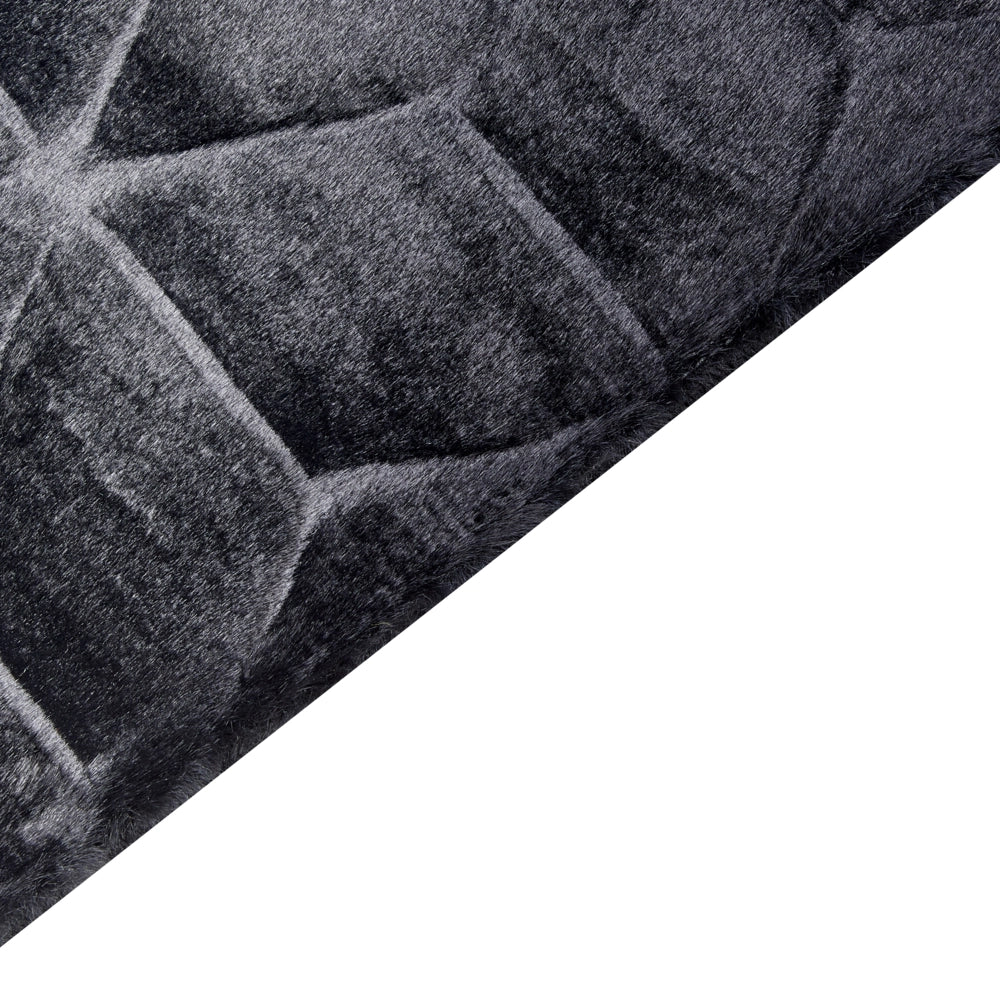 Tappeto in finta pelliccia di coniglio nero Pelliccia artificiale di poliestere 80 x 150 cm Tappeto morbido Shaggy ad alto pelo