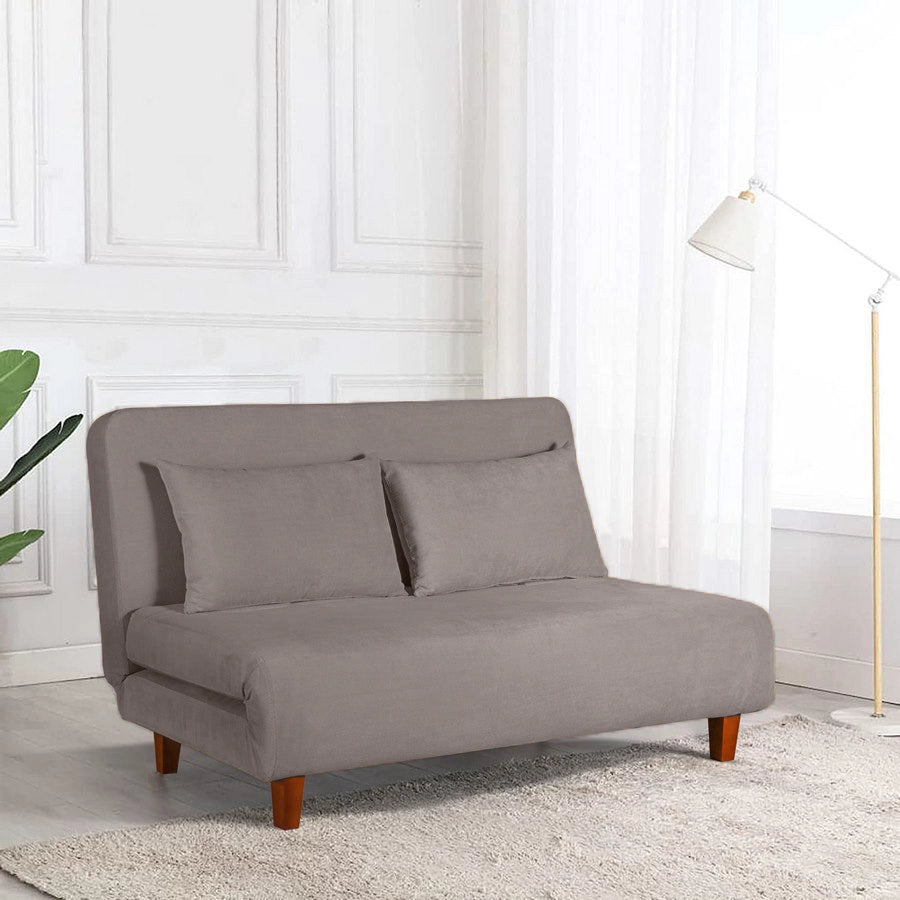 Divano Letto 2 Posti 146x91x82 cm in Tessuto Tortora Scuro