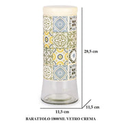 Contenitore Barattolo da Cucina con Tappo Decoro Home Crema 1800 ml