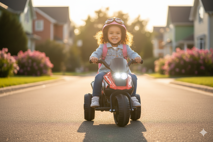 Moto Elettrica per Bambini 6V 3 Ruote con Suoni e Luci Rosso