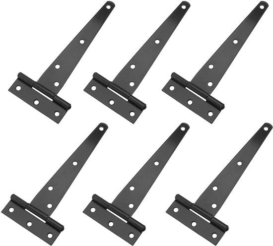 Set di Cardini a T a Sostegno Pesante - 6 Pezzi - Nero - Cardine per Porte - Adatto per Scrape - 5 Pollici