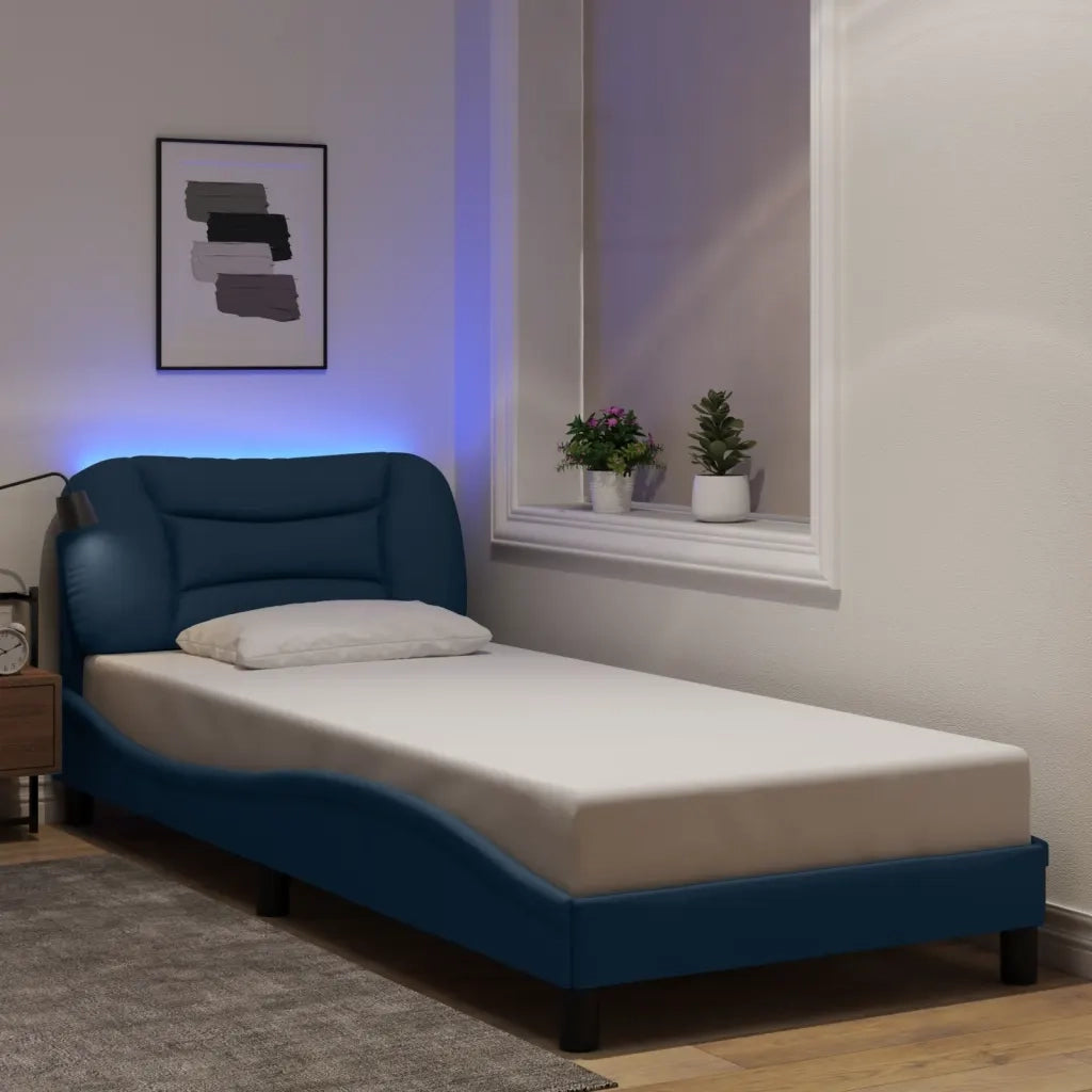 Giroletto con LED senza Materasso Hvar Blu 90x200 cm in Tessuto