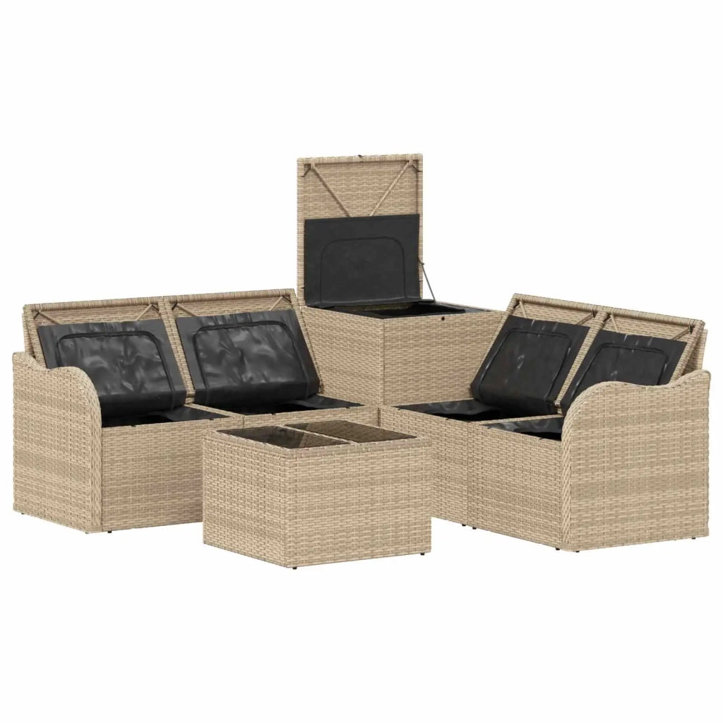 Set di divani 6 pz Beige e Bianco Crema 3447144