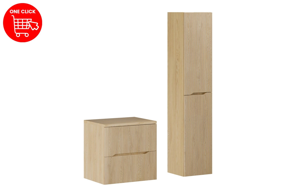 Set mobili bagno 60 cm con piano e Szafką wysoką Nordic Cremona 60 x 1401 x 46 cm