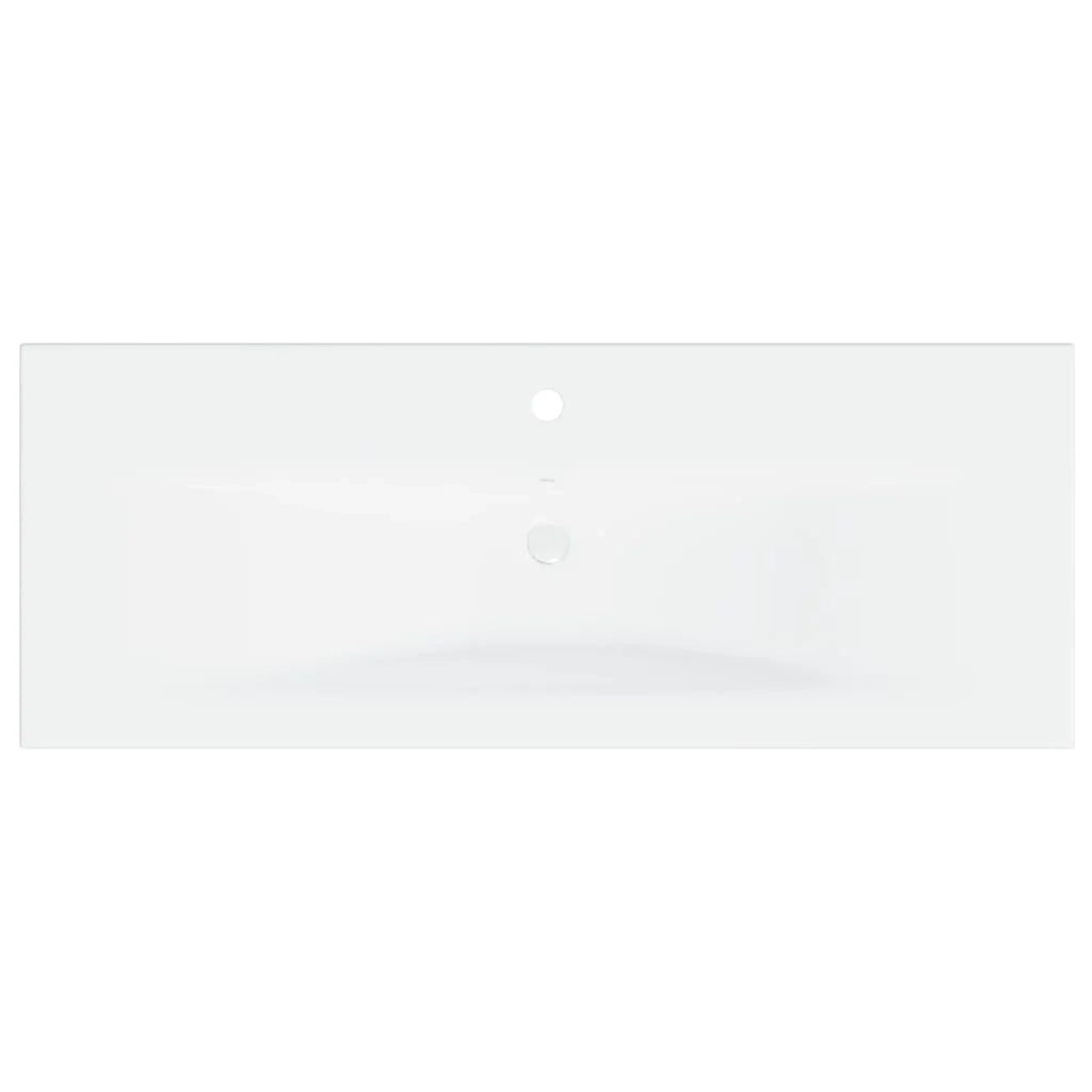 Lavabo da bagno con rubinetto integrato 101 cm ceramica bianca 02_0002799