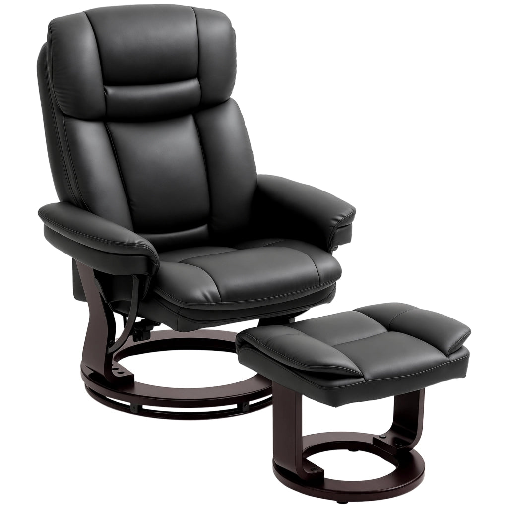 Poltrona Relax Reclinabile con Poggiapiedi ¨C Zephmum ¨C Nero, Similpelle