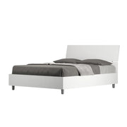Letto Matrimoniale Francese 140x190 cm con Rete Testata Inclinata in Nobilitato Demas Bianco Frassino