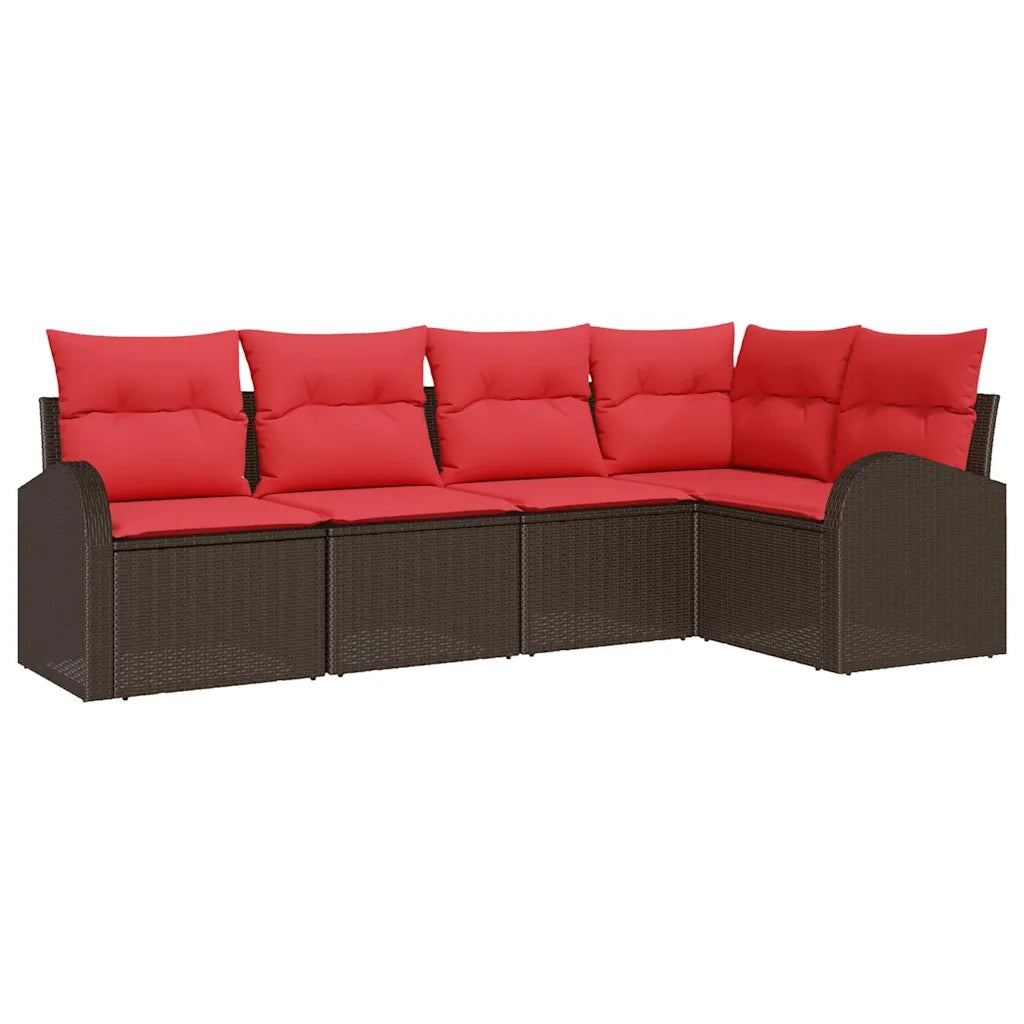 Set Divano da Giardino 5 pcs Marrone polyrattan 3346044