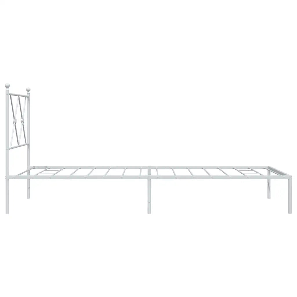 Giroletto con Testiera-Struttura Letto con testiera Metallo Bianco 90x190 cm 335915