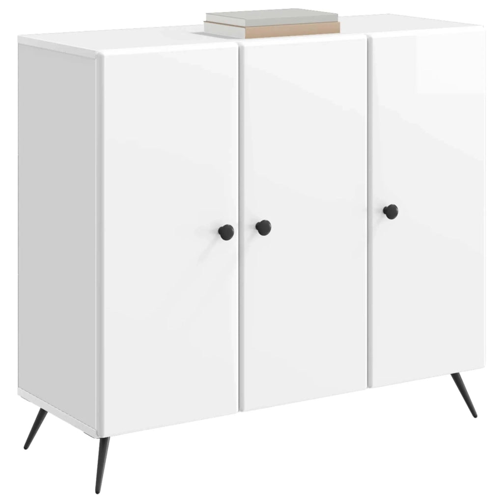 Credenza Bianco Lucido 89 x 34,5 x 80 cm Legno ingegnerizzato