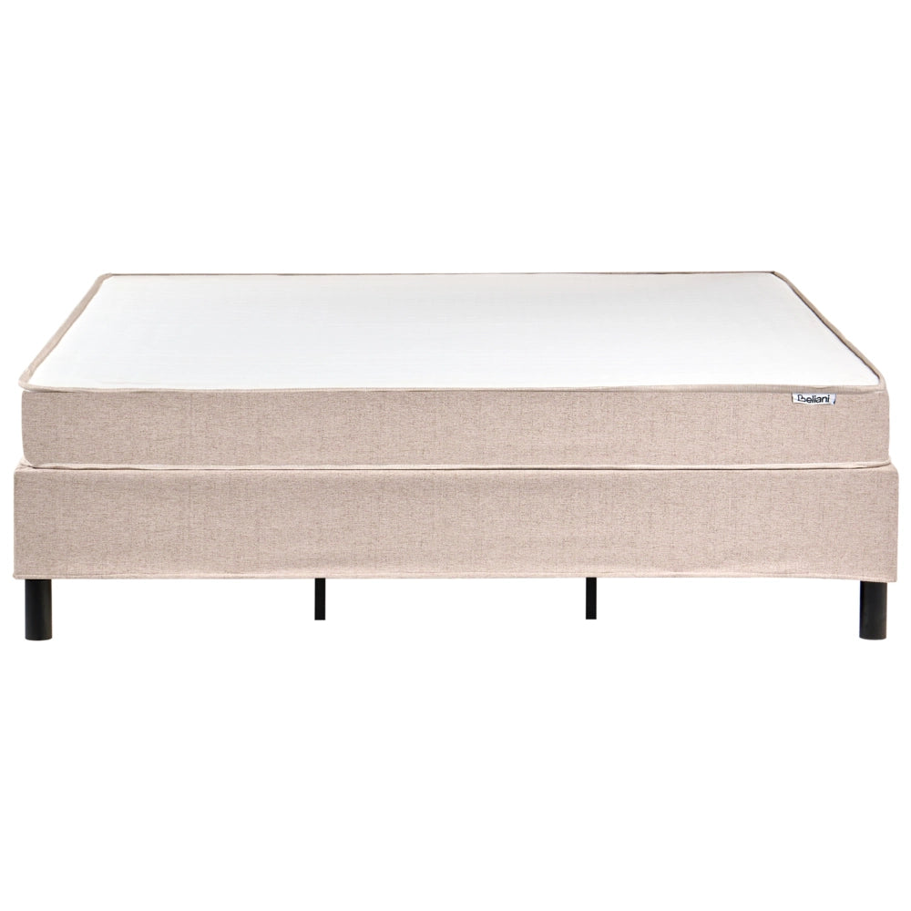 Letto matrimoniale con rete in tessuto 180 x 200 cm con materasso a molle insacchettate senza testiera camera da letto beige