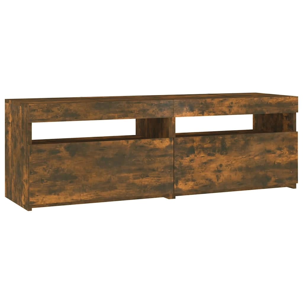 Mobile TV multimediale scaffale TV credenza mobile TV per sala da pranzo soggiorno camera da letto con luci a LED rovere affumicato 120 x 35 x 40 cm marrone 02_0026716