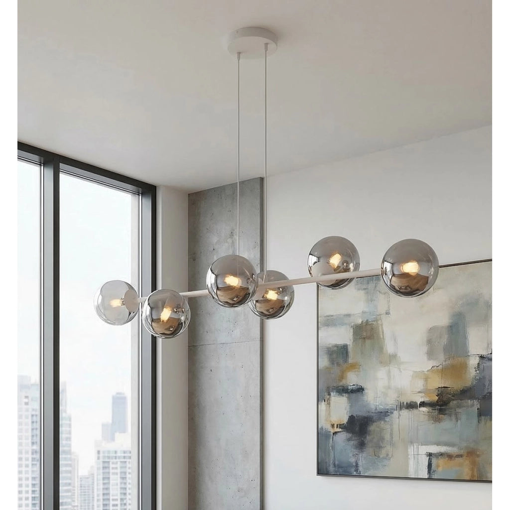 Lampada a sospensione Magnus in acciaio grigio grafite e vetro