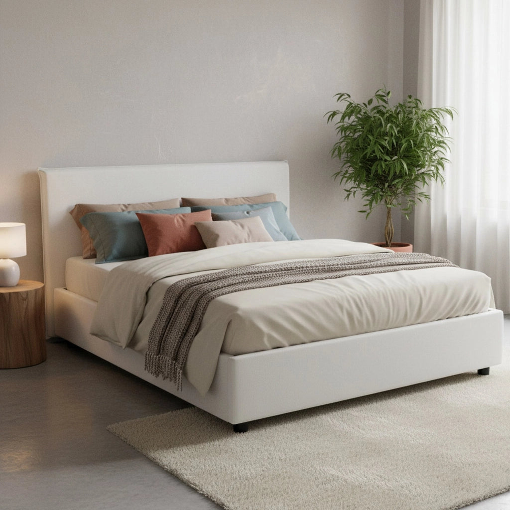 Letto Matrimoniale Ashlee, Letto Matrimoniale Sfoderabile Made in Italy, Bianco