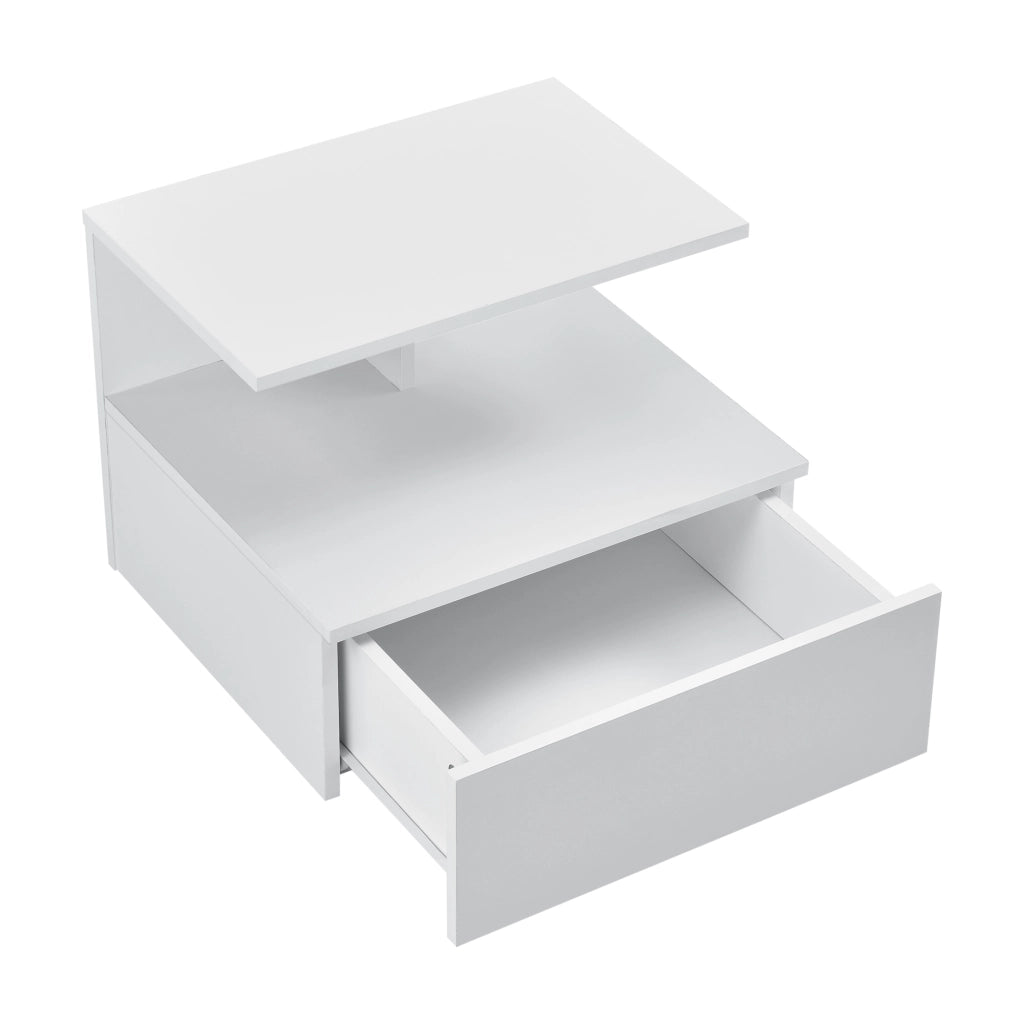 Comodino da Parete Amberg con Cassetto e Ripiani 40x35x31 cm - Bianco [en.casa]