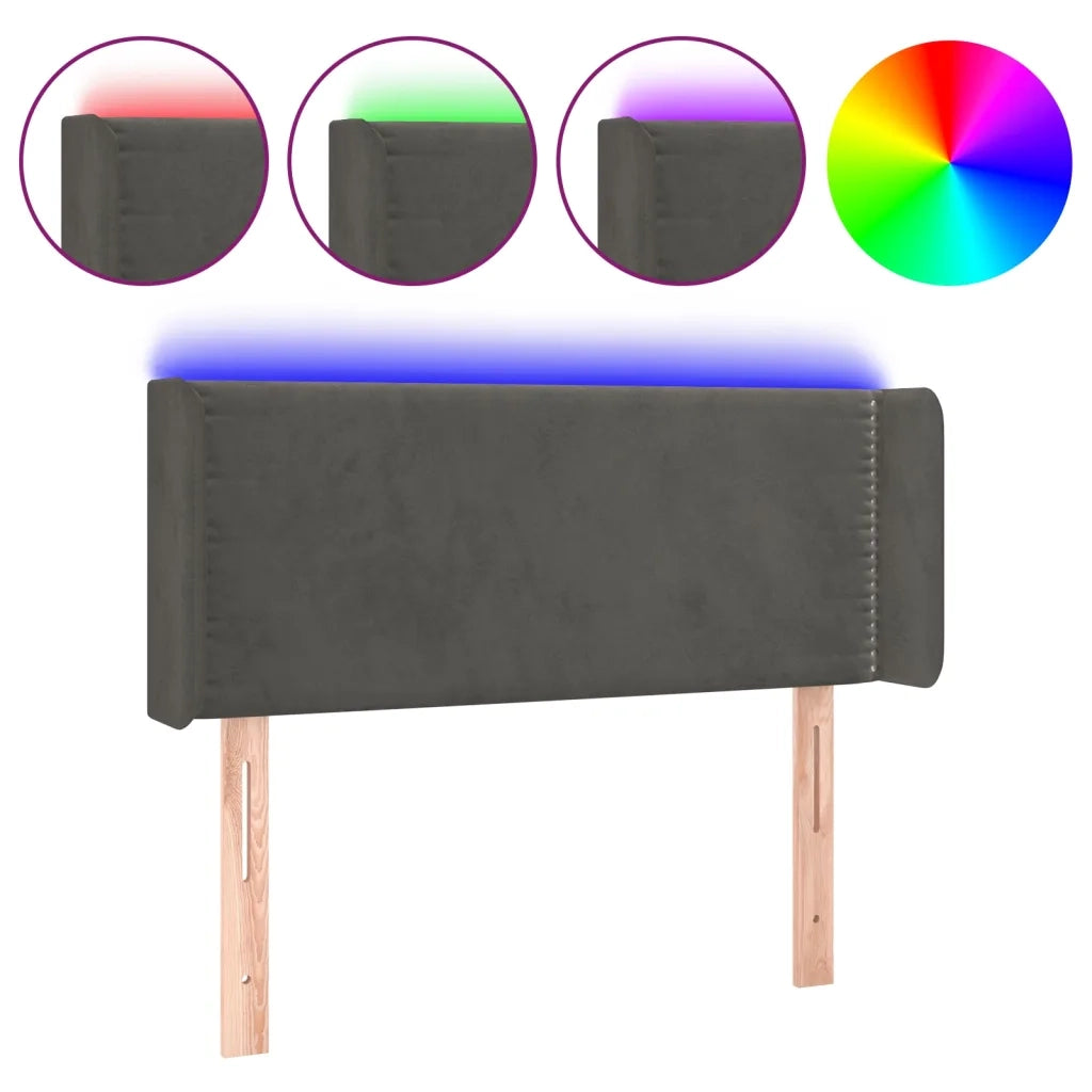 Testiera a LED Grigio Scuro 93x16x78/88 cm in Velluto 3123133