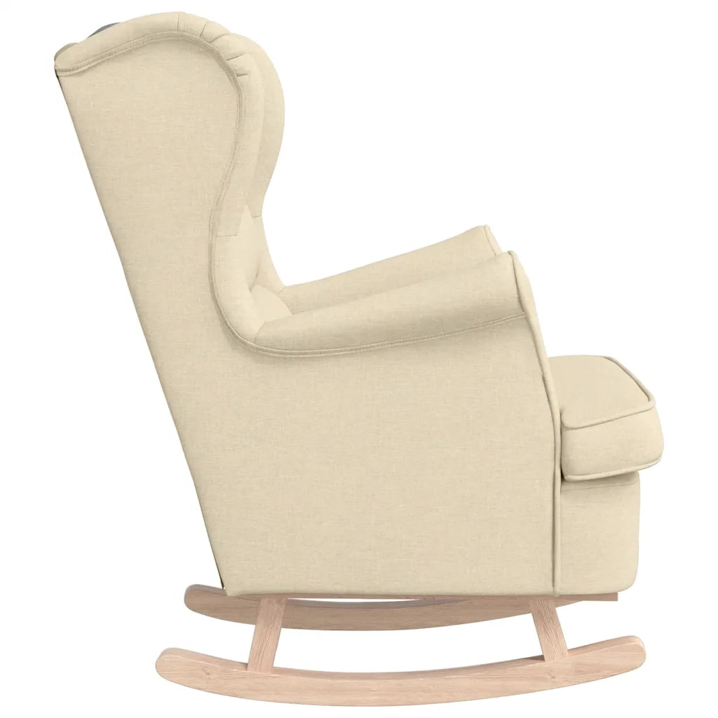 Poltrona | Sedia a Dondolo Crema 74x90x102 cm in Tessuto