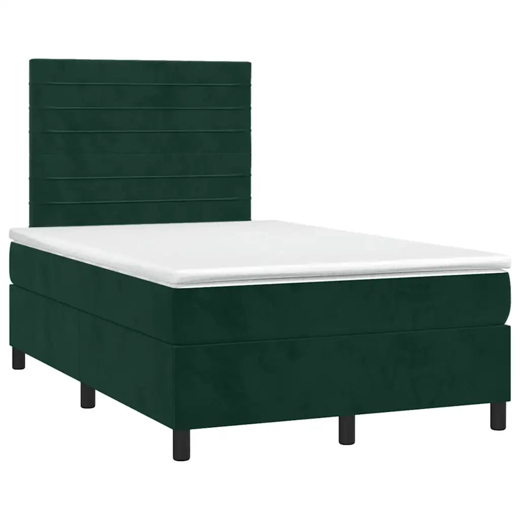 Giroletto a Molle con Materasso Verde Scuro 120x200 cm Velluto