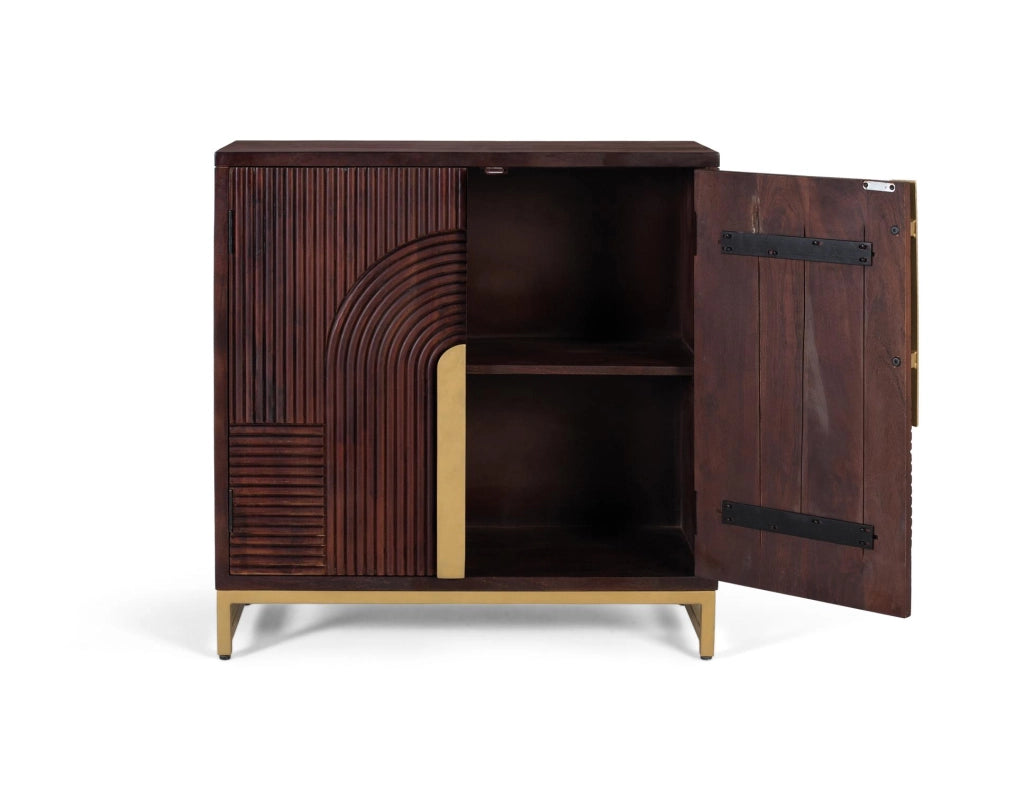 Credenza in legno massello di mango con dettagli dorati